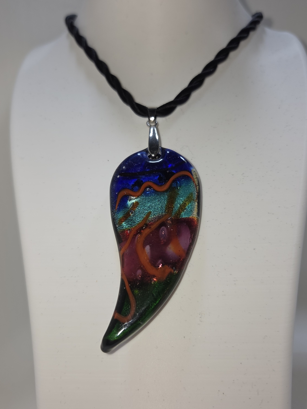 Multicolor Glass Teardrop Pendant Necklace - Women Jewelry